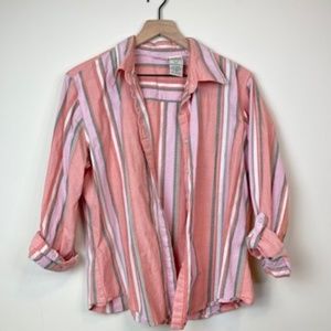 White Stage Pink Striped Button Down Size XL
